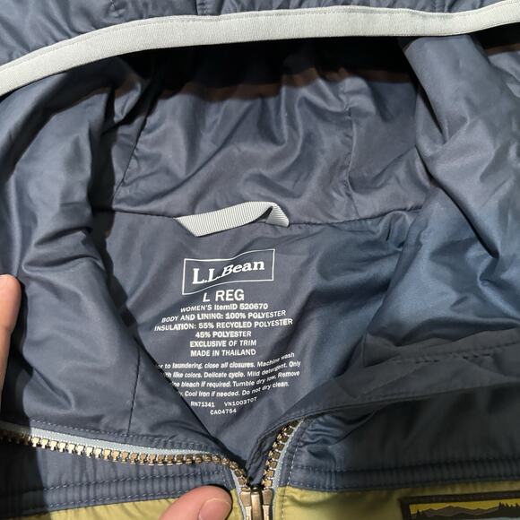 LL Bean Jacket Womens Large Mountain Classic Puffer Coat Colorblock 520670 - Picture 5 of 10